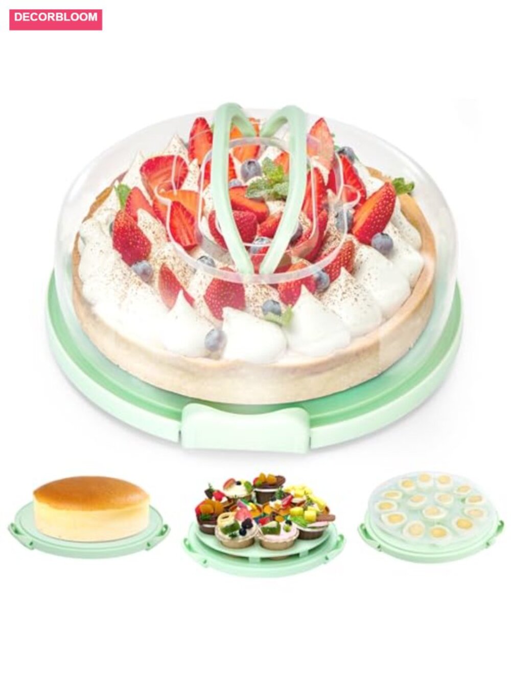 10" Cake Carrier Container with Lid 4-in-1 Multipurpose Keeper BPA-Free